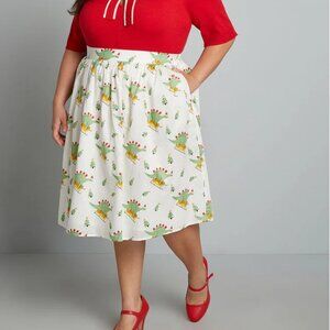Mod Cloth More Than Charming Cotton Skirt Dinosaur Sledding Holiday Size 3X NEW